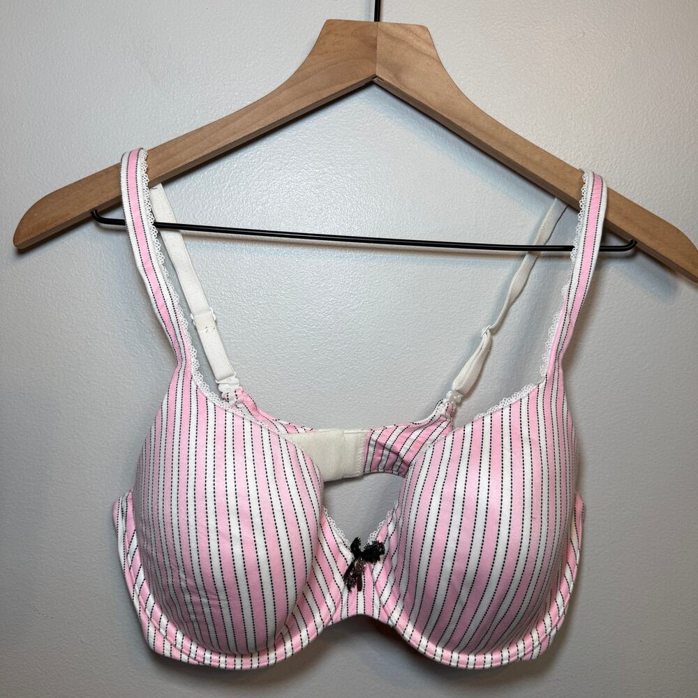 Victoria's Secret Body by Victoria Lined Perfect Coverage Striped Bra Size 34D